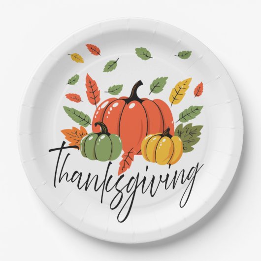 Traditionelles Thanksgiving-Design Pappteller (Vorderseite)
