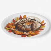 Traditionelles Thanksgiving-Design Pappteller (Schrägansicht)