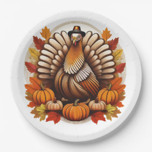 Traditionelles Thanksgiving-Design Pappteller