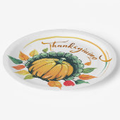 Traditionelles Thanksgiving-Design Pappteller (Schrägansicht)