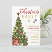 Traditionelles Tree Weihnachtsbaum-Party Einladung (Stehend Vorderseite)
