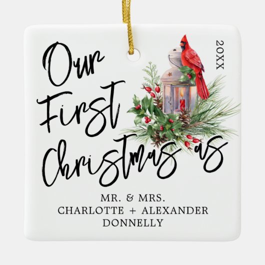 Traditionelles Unser erstes Weihnachtsfest Foto Ke Keramikornament (Vorderseite)