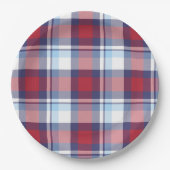 Traditionelles US Red White Blue Tartan Muster Pappteller (Vorderseite)