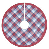 Traditionelles US Red White Blue Tartan Muster Polyester Weihnachtsbaumdecke (Vorderseite)