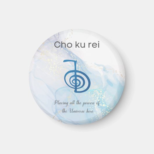 Traditionelles Usui Reiki Symbol Cho Ku Rei Blue Magnet (Vorne)