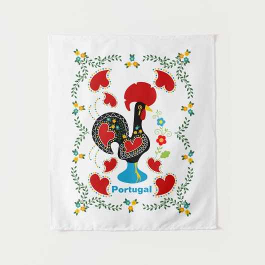 Traditionelles Verzeichnis Portugals in schwarz Wandteppich (Vorderseite)