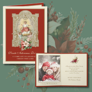 Traditionelles Vintage-katholisches Weihnachtsfoto Feiertagskarte