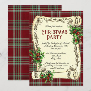 Traditionelles Vintage Weihnachten Party Scroll Ka Einladung