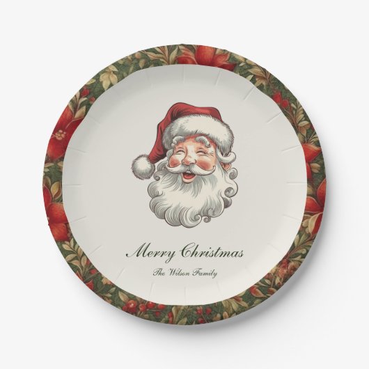 Traditionelles Vintages Weihnachtsfest Pappteller (Vorderseite)