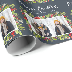Traditionelles Wasserfarbenfolien + Foto-Weihnacht Geschenkpapier