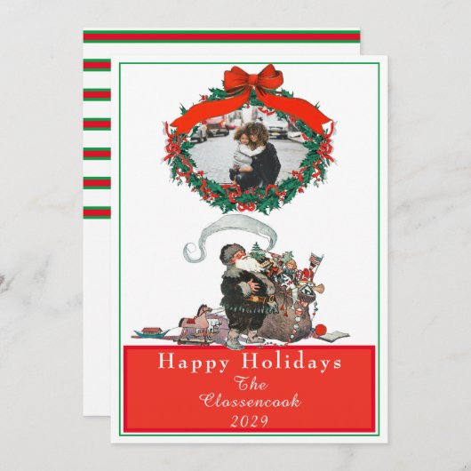 Traditionelles Weihnachten Vintages Santa Foto (Vorne/Hinten)