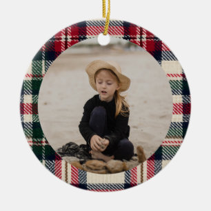 Traditionelles Weihnachts-Karo nostalgisches Tarta Keramik Ornament