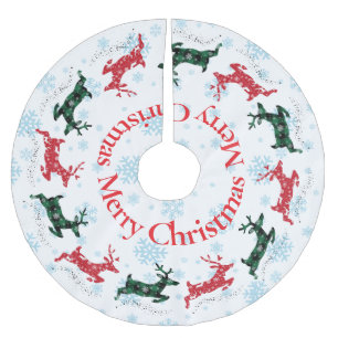 Traditionelles Weihnachts-Rentier Frohe Weihnachte Polyester Weihnachtsbaumdecke