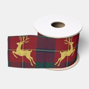 Traditionelles Weihnachts-Rentier-Karo Ripsband