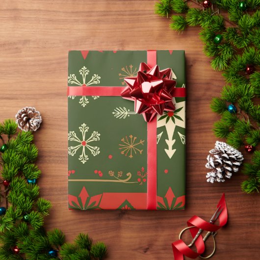 Traditionelles Weihnachts-Schneeflockenmuster Geschenkpapier (Feiertagsgeschenk)