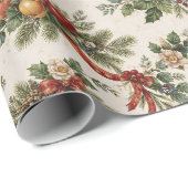 Traditionelles Weihnachts-Stechpalmen- und Winterf Geschenkpapier (Rolleneckpunkt)