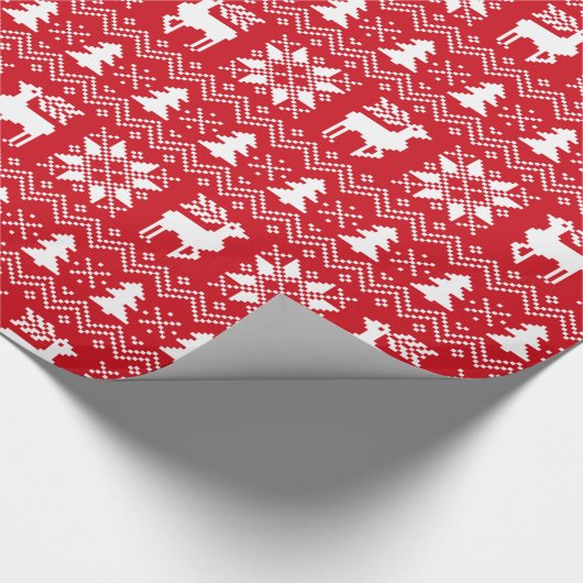 Traditionelles Weihnachts-Sweater Red Pattern Geschenkpapier (Ecke)