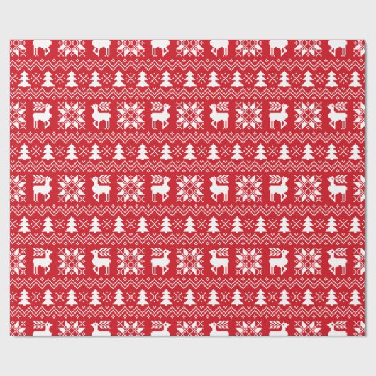 Traditionelles Weihnachts-Sweater Red Pattern Geschenkpapier (Flach)