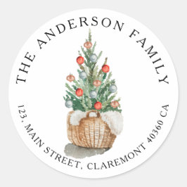 Traditionelles Weihnachtsbaum-Rücksendelabel Runder Aufkleber