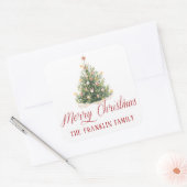 Traditionelles Weihnachtsbaumgeschenk für Wasserfa Quadratischer Aufkleber (Umschlag)