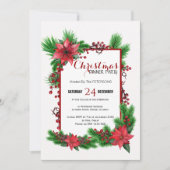 Traditionelles Weihnachtsessen Party Rote Poinsett Einladung (Vorderseite)