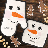Traditionelles Weihnachtsfest Snowman Funny Face S Ofenhandschuh & Topflappen-Set