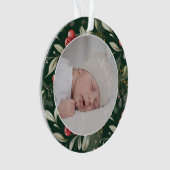 Traditionelles Weihnachtsgrün Berries Foto Ornament (Vorderseite)