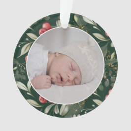 Traditionelles Weihnachtsgrün Berries Foto Ornament