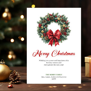 Traditionelles Weihnachtskranz-Grußkarten-Design Feiertagskarte