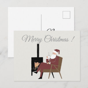 Traditionelles Weihnachtsmann-Weihnachten vor dem  Postkarte