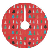 Traditionelles Weihnachtsmuster l Rot l Grüne Bäum Polyester Weihnachtsbaumdecke (Vorderseite)