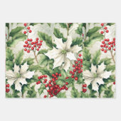 Traditionelles Weihnachtsmuster Mix, Holly Geschenkpapier Set (Vorderseite 3)