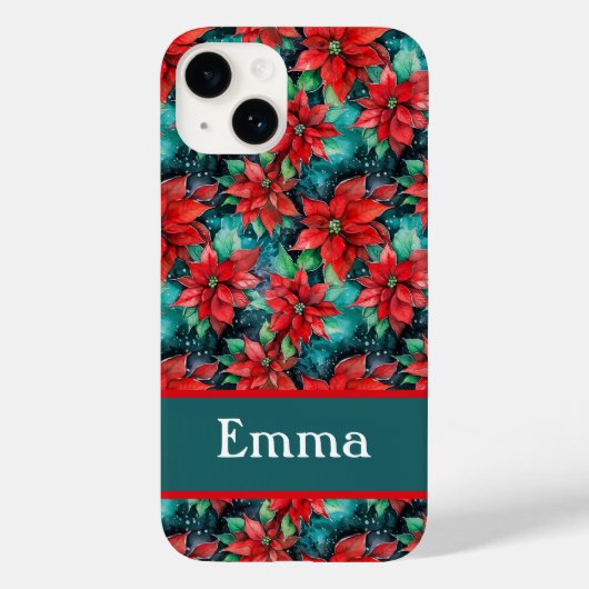 Traditionelles Weihnachtsmuster Poinsettias Muster Case-Mate iPhone Hülle (Rückseite)
