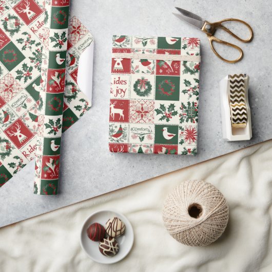 Traditionelles Weihnachtsmuster Urlaub kariert Geschenkpapier (Kunsthandwerk)