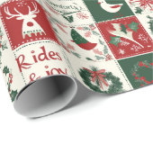 Traditionelles Weihnachtsmuster Urlaub kariert Geschenkpapier (Rolleneckpunkt)