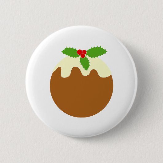 Traditionelles Weihnachtspudding. Auf Weiß. Button (Vorderseite)
