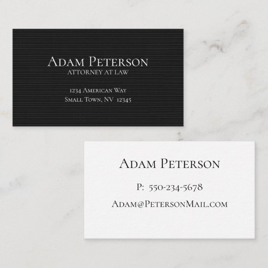 Traditionelles Weiß auf Schwarz Minimalistisch Visitenkarte (Vorne/Hinten)