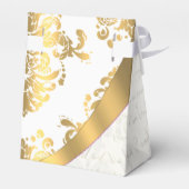 Traditionelles weißes Pergament und Golddamastenho Geschenkschachtel (Rückseite)