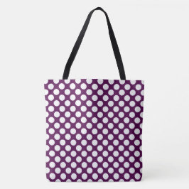 Traditionelles Weißes und Lila Polka Dot Muster Tasche