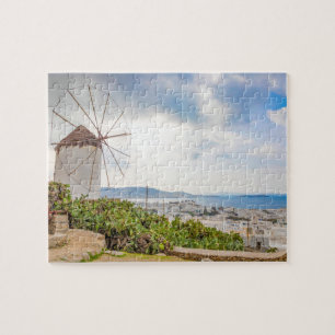 Traditionelles Windmühle griechischen Dorf Mykonos Puzzle