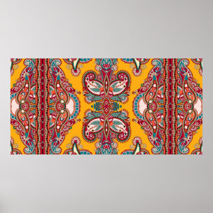 Traditionelles Ziergebirge Paisley Bandanna. Yo Poster