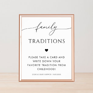 Traditionen der Script & Heart Familie Babyduschen Poster