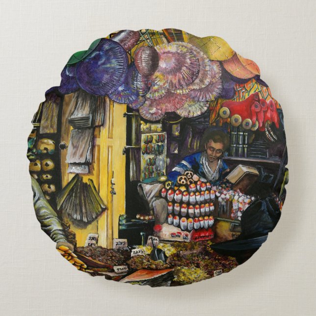 Traditionen des alten Handels, Jerusalem Rundes Kissen (Vorderseite)