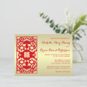 Traditions-klassisches rotes Goldchinesische Einladung (Stehend Vorderseite)