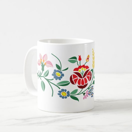 Traditonal ungarischer Stickereientwurf Kaffeetasse (Vorderseite Links)