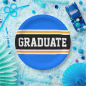 TRADUATE Bright Blue Black Yellow Racing Streifen Pappteller (Party)