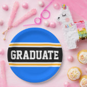 TRADUATE Bright Blue Black Yellow Racing Streifen Pappteller (Party)