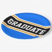 TRADUATE Bright Blue Black Yellow Racing Streifen Pappteller (Schrägansicht)