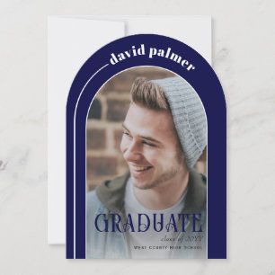 TRADUATE Foto des modernen Bogens Blau Abschlusses Einladung