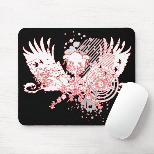 traf Baum. rot & weiß. Mousepad (Mit Mouse)